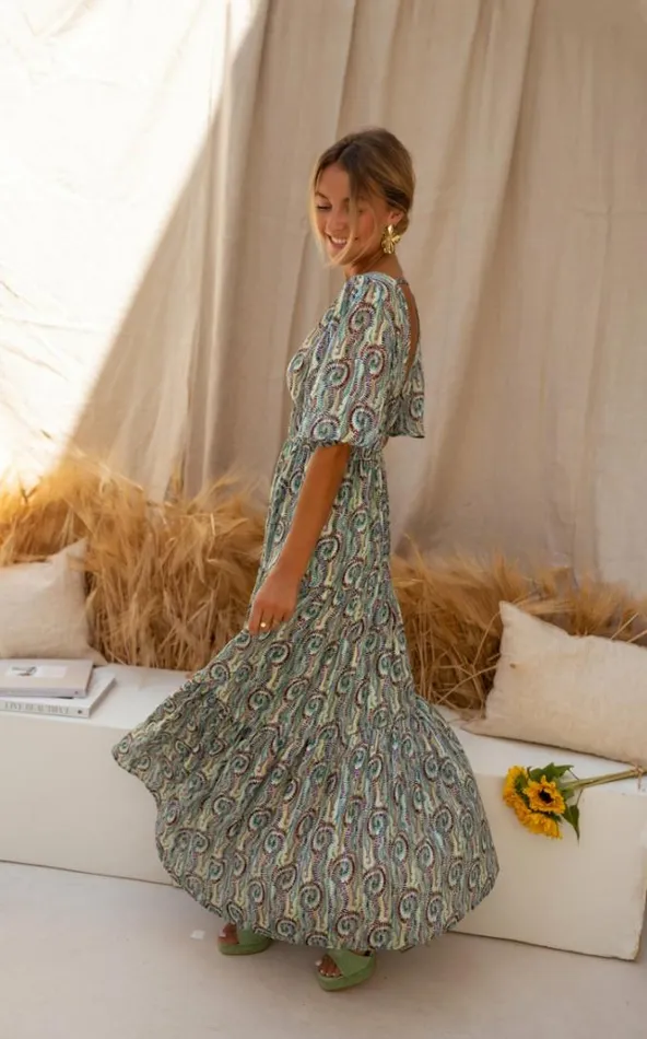 Easy Clothes Green Patterned Loane Dress Green Patterned Women039s Clothing Dresses