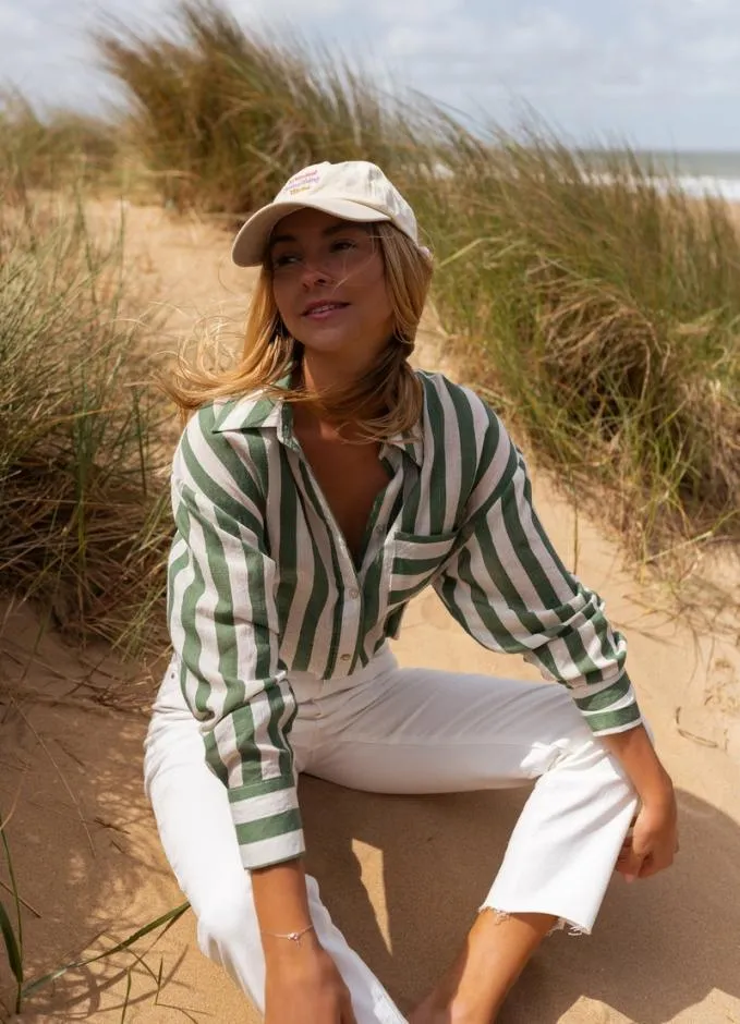 Easy Clothes Green Striped Benza Shirt Women039s Clothing Shirts