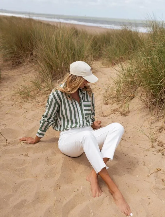 Easy Clothes Green Striped Benza Shirt Women039s Clothing Shirts