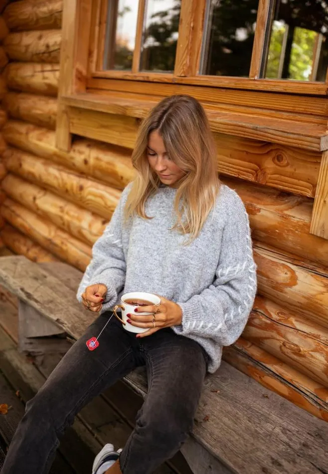 Easy Clothes Grey Leo Sweater Women039s Clothing Sweaters