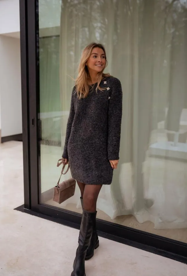 Easy Clothes Grey Nesra Sweater Dress Women039s Clothing Dresses