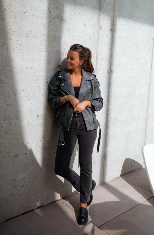 Easy Clothes Grey Romu Biker Jacket Women039s Clothing Jackets