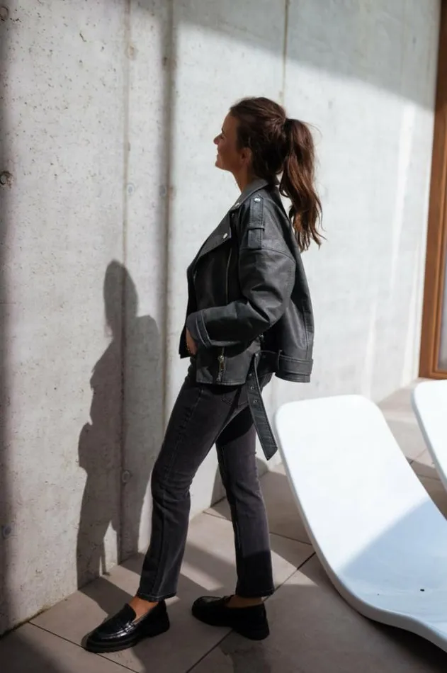 Easy Clothes Grey Romu Biker Jacket Women039s Clothing Jackets