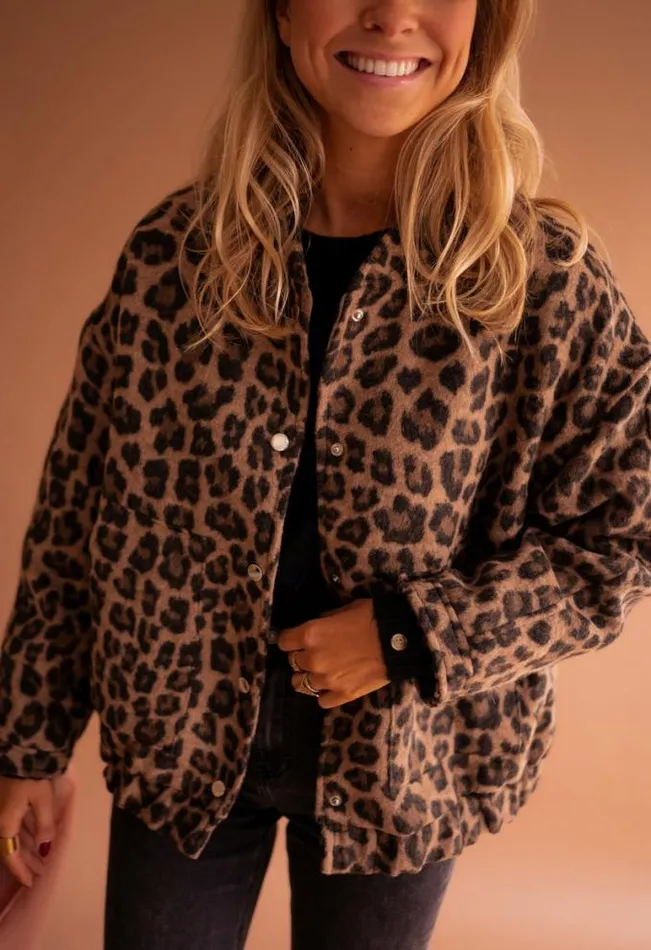 Easy Clothes Leopard Cleo Bomber Jacket Women039s Clothing Jackets