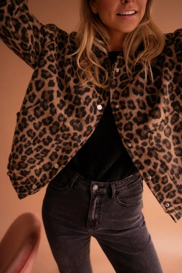Easy Clothes Leopard Cleo Bomber Jacket Women039s Clothing Jackets