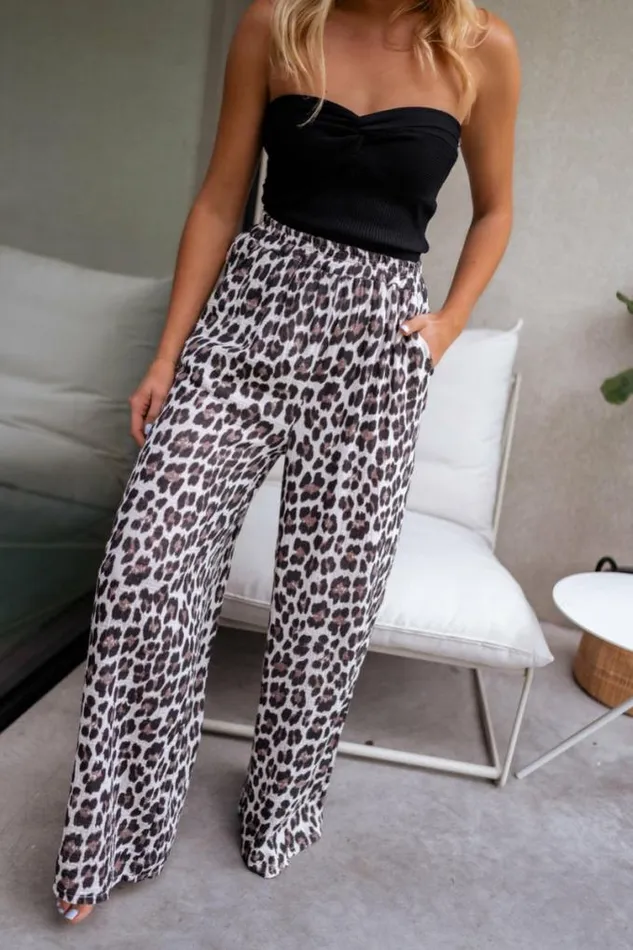 Easy Clothes Leopard Print Shiva Pants In Cotton Gauze Leopard Women039s Clothing Pants and Jeans