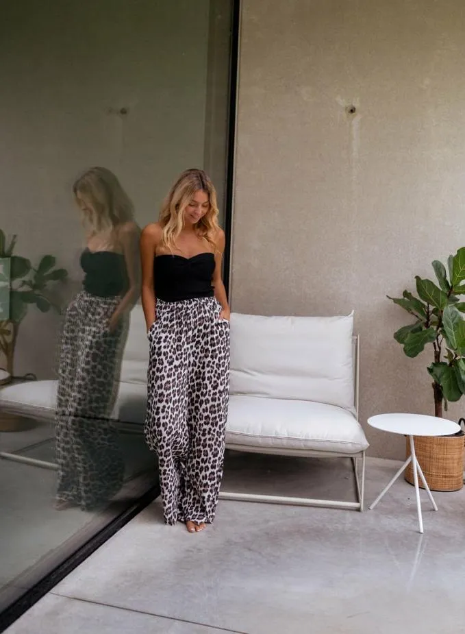 Easy Clothes Leopard Print Shiva Pants In Cotton Gauze Leopard Women039s Clothing Pants and Jeans