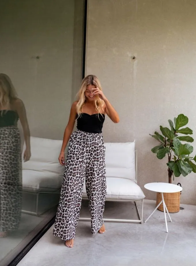 Easy Clothes Leopard Print Shiva Pants In Cotton Gauze Leopard Women039s Clothing Pants and Jeans