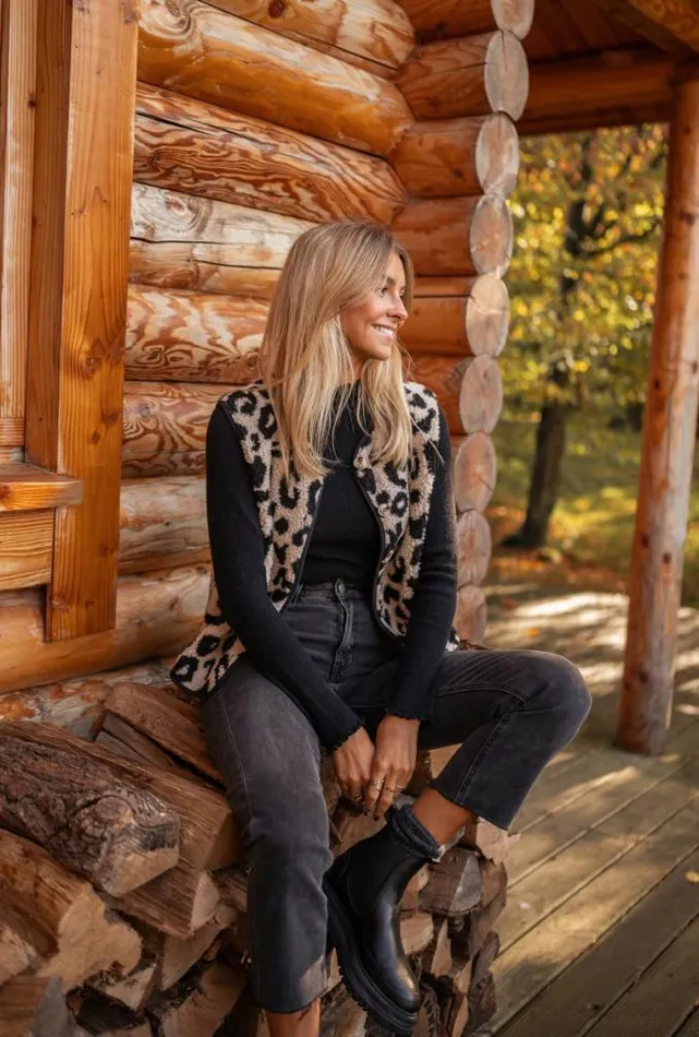 Easy Clothes Leopard Sleeveless Abby Cardigan Women039s Clothing Cardigans