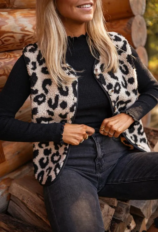 Easy Clothes Leopard Sleeveless Abby Cardigan Women039s Clothing Cardigans