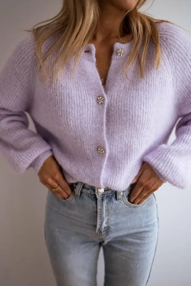 Easy Clothes Lilac Isa Cardigan With Shiny Buttons Women039s Clothing Cardigans