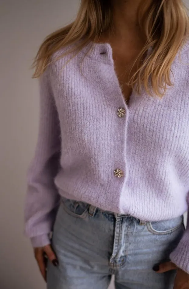Easy Clothes Lilac Isa Cardigan With Shiny Buttons Women039s Clothing Cardigans