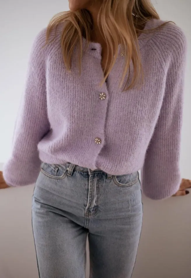 Easy Clothes Lilac Isa Cardigan With Shiny Buttons Women039s Clothing Cardigans