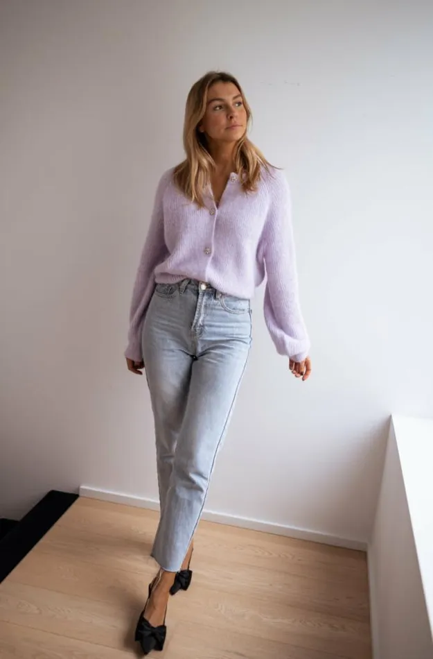 Easy Clothes Lilac Isa Cardigan With Shiny Buttons Women039s Clothing Cardigans