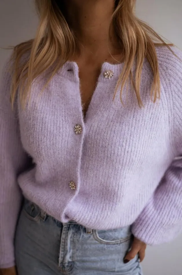Easy Clothes Lilac Isa Cardigan With Shiny Buttons Women039s Clothing Cardigans