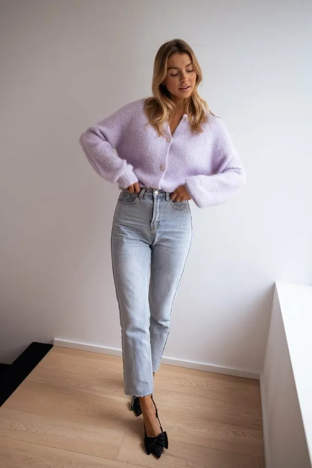 Easy Clothes Lilac Isa Cardigan With Shiny Buttons Women039s Clothing Cardigans