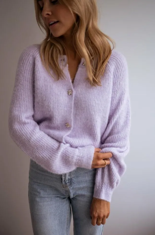 Easy Clothes Lilac Isa Cardigan With Shiny Buttons Women039s Clothing Cardigans