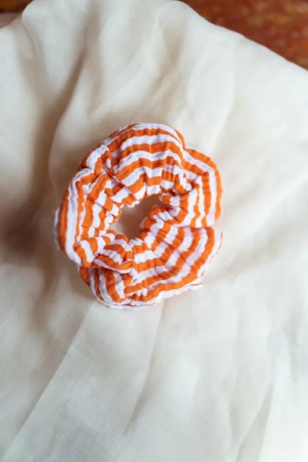Easy Clothes Orange And Ecru Striped Devo Scrunchy Orange And Ecru Jewelry and Accessories Hair Clips Easy Clothes Orange And Ecru Striped Devo Scrunchy Orange And Ecru Jewelry and Accessories Hair Clips