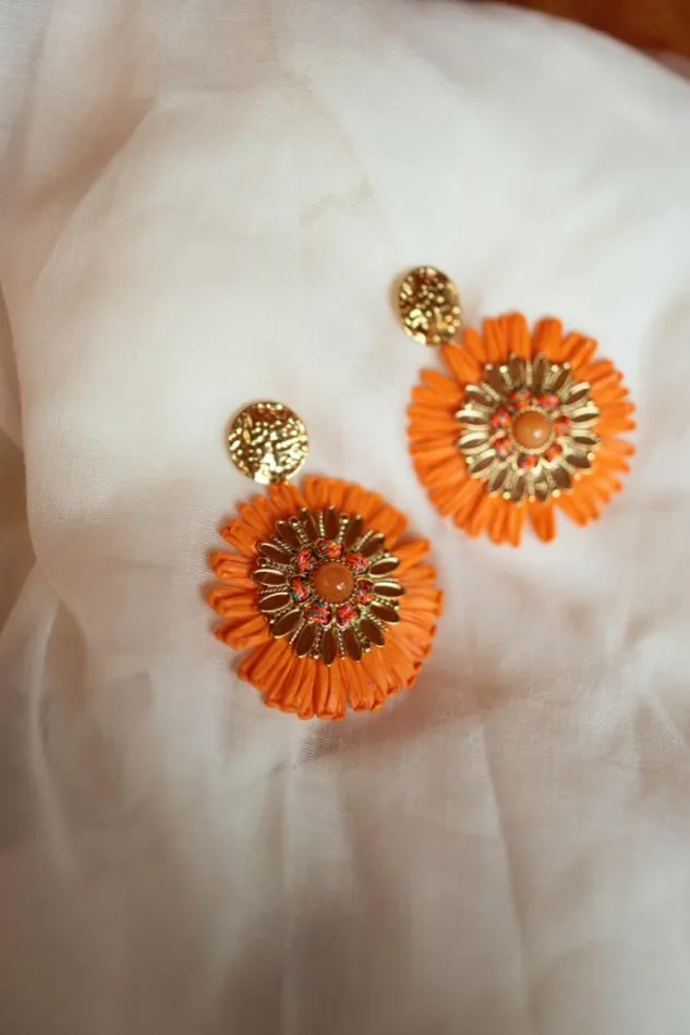 Easy Clothes Orange And Golden Aynu Earrings Jewelry and Accessories Earrings Easy Clothes Orange And Golden Aynu Earrings Jewelry and Accessories Earrings