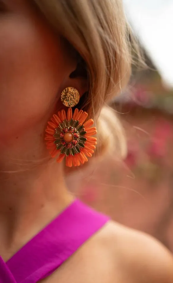 Easy Clothes Orange And Golden Aynu Earrings Jewelry and Accessories Earrings Easy Clothes Orange And Golden Aynu Earrings Jewelry and Accessories Earrings