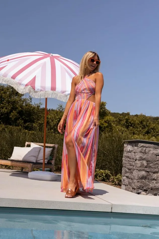 Easy Clothes Orange And Pink Emylia Maxi Dress Women039s Clothing Dresses