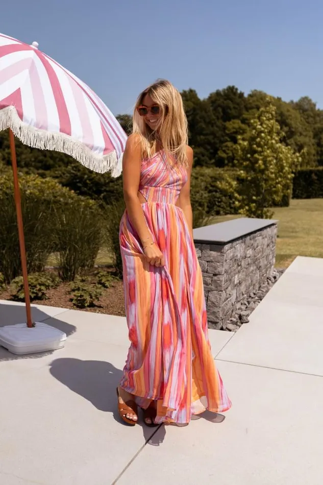 Easy Clothes Orange And Pink Emylia Maxi Dress Women039s Clothing Dresses