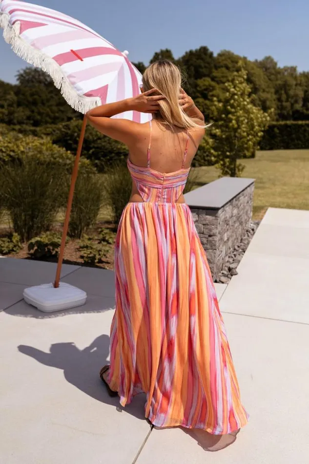 Easy Clothes Orange And Pink Emylia Maxi Dress Women039s Clothing Dresses