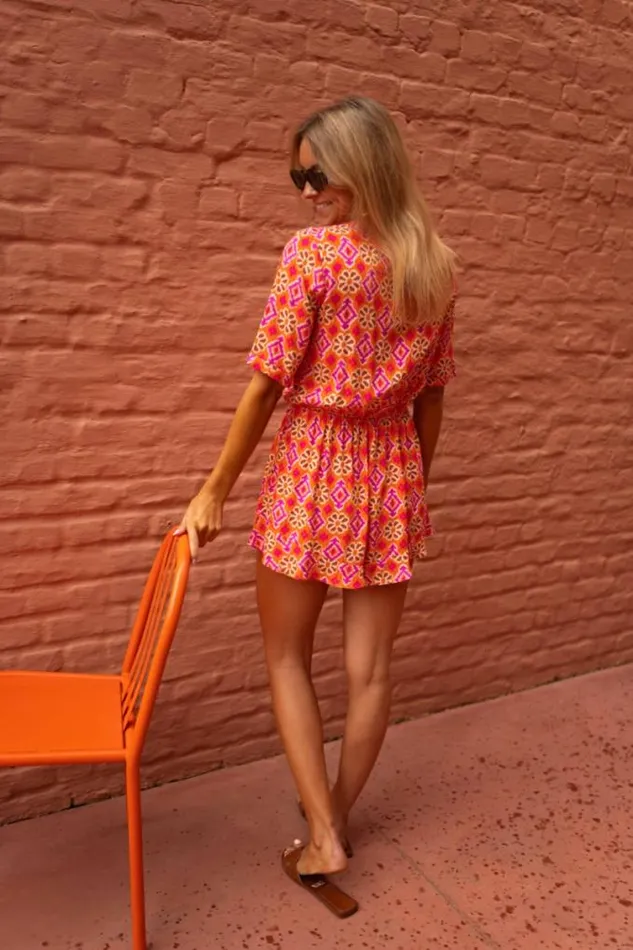 Easy Clothes Orange Patterned Chelsea Romper Women039s Clothing Jumpsuits and Rompers Easy Clothes Orange Patterned Chelsea Romper Women039s Clothing Jumpsuits and Rompers