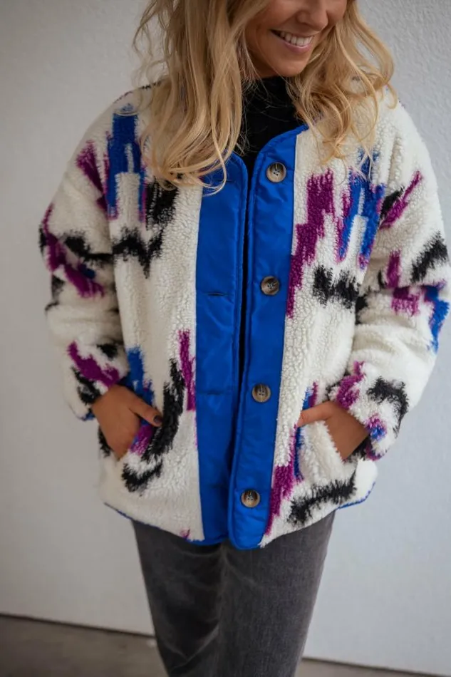 Easy Clothes Patterned Joshua Faux Sheep Fur Jacket Women039s Clothing Coats