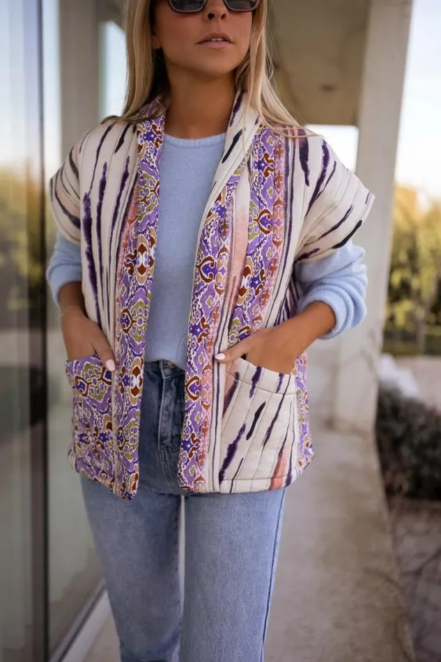 Easy Clothes Patterned Lievine Sleeveless Jacket Women039s Clothing Jackets
