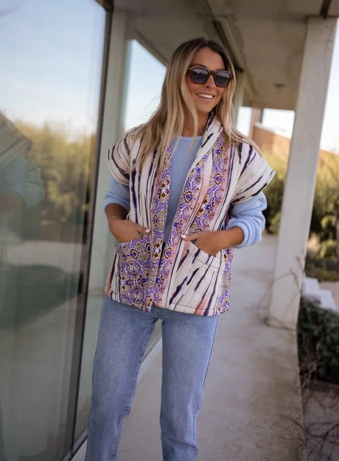 Easy Clothes Patterned Lievine Sleeveless Jacket Women039s Clothing Jackets