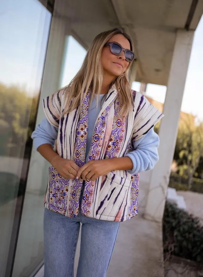 Easy Clothes Patterned Lievine Sleeveless Jacket Women039s Clothing Jackets