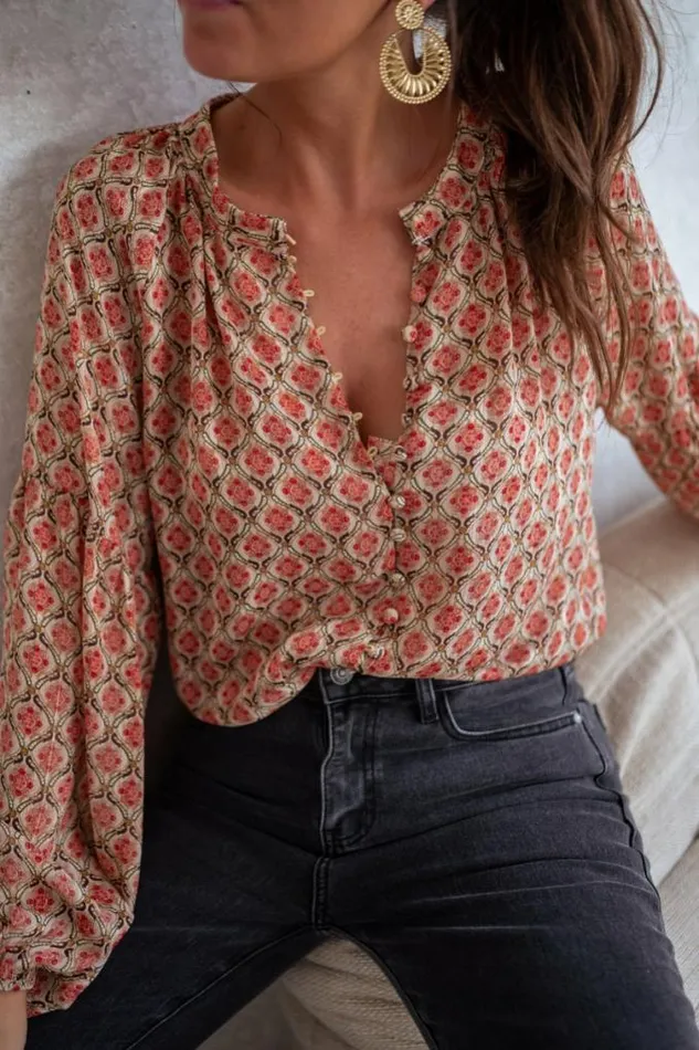 Easy Clothes Patterned Tiffany Blouse Women039s Clothing Blouses