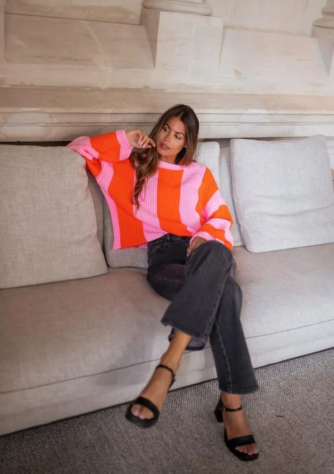 Easy Clothes Pink And Orange Masson Sweater Pink and Orange Women039s Clothing Sweaters Easy Clothes Pink And Orange Masson Sweater Pink and Orange Women039s Clothing Sweaters