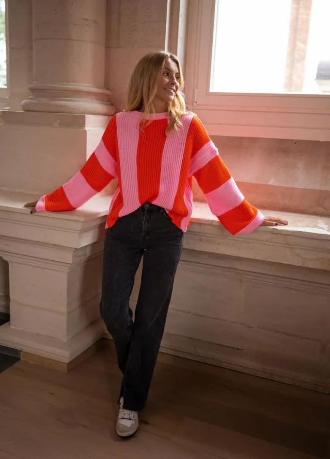 Easy Clothes Pink And Orange Masson Sweater Pink and Orange Women039s Clothing Sweaters Easy Clothes Pink And Orange Masson Sweater Pink and Orange Women039s Clothing Sweaters