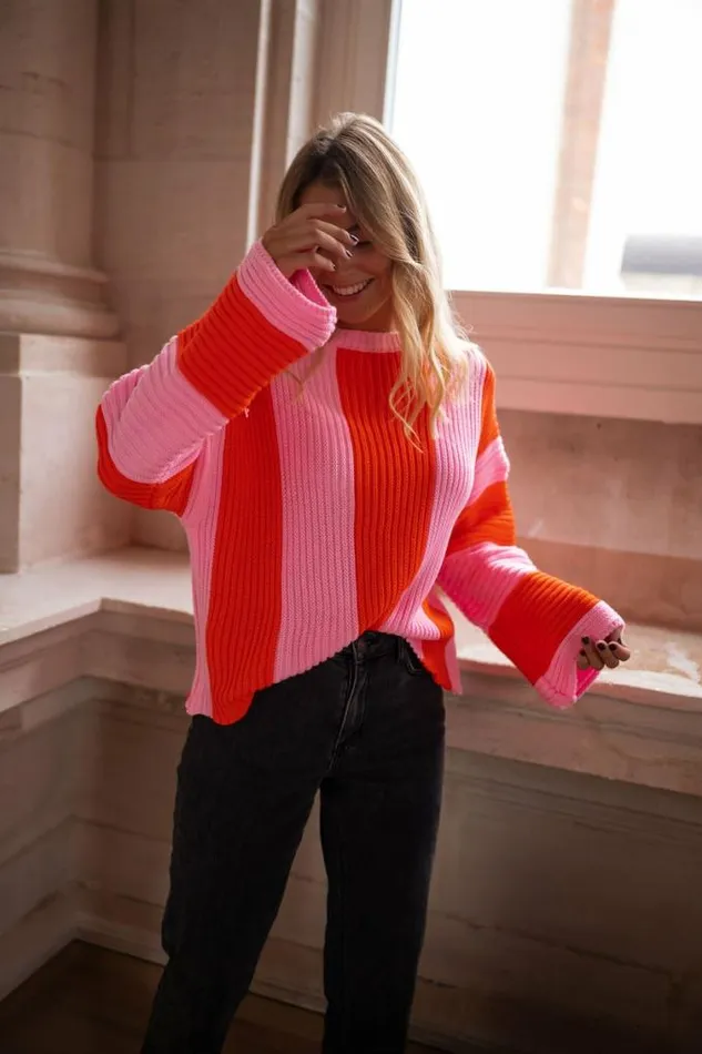 Easy Clothes Pink And Orange Masson Sweater Pink and Orange Women039s Clothing Sweaters Easy Clothes Pink And Orange Masson Sweater Pink and Orange Women039s Clothing Sweaters