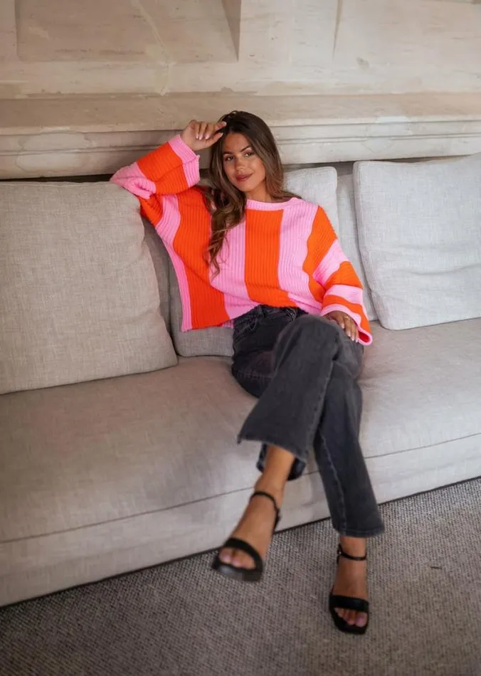 Easy Clothes Pink And Orange Masson Sweater Pink and Orange Women039s Clothing Sweaters Easy Clothes Pink And Orange Masson Sweater Pink and Orange Women039s Clothing Sweaters