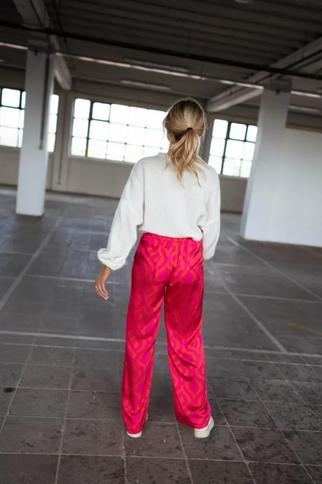 Easy Clothes Pink And Orange Patterned Thaly Pants Pink And Orange Women039s Clothing Pants and Jeans
