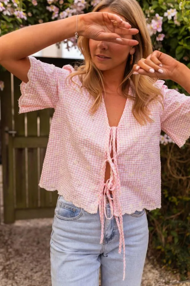 Easy Clothes Pink Charlotte Embroidered Blouse Women039s Clothing Blouses