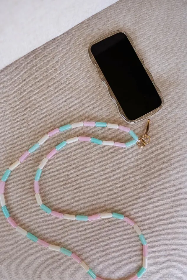 Easy Clothes Pink Green And White Pearl Jula Phone Lanyard Jewelry and Accessories Phone Accessories Easy Clothes Pink Green And White Pearl Jula Phone Lanyard Jewelry and Accessories Phone Accessories