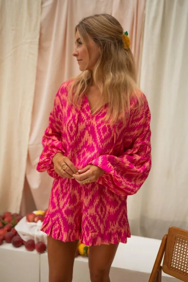 Easy Clothes Pink Patterned Constance Shirt Women039s Clothing Shirts