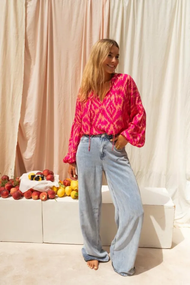 Easy Clothes Pink Patterned Constance Shirt Women039s Clothing Shirts