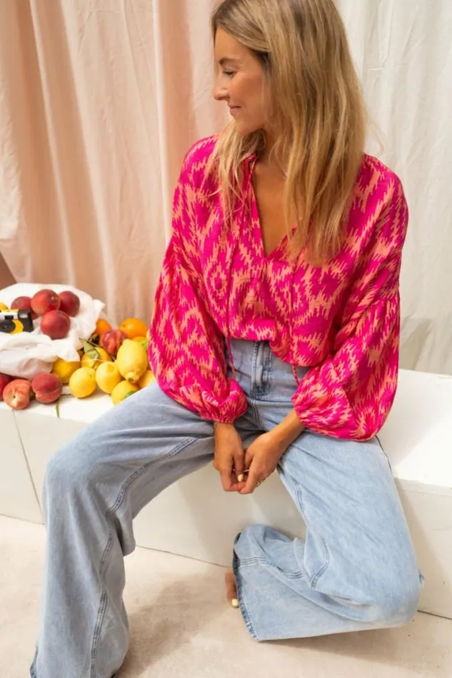 Easy Clothes Pink Patterned Constance Shirt Women039s Clothing Shirts