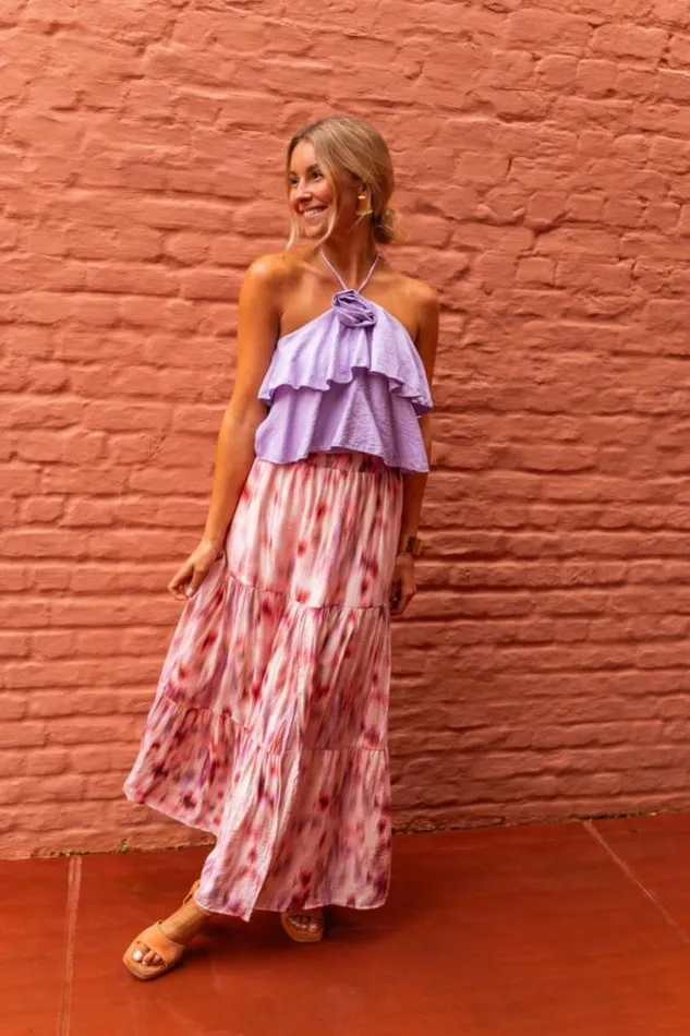 Easy Clothes Pink Patterned Esteban Skirt Women039s Clothing Skirts