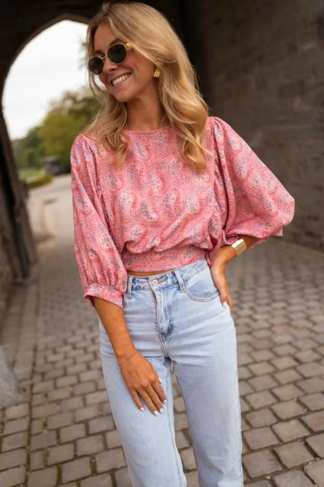 Easy Clothes Pink Patterned Karlou Blouse Women039s Clothing Blouses