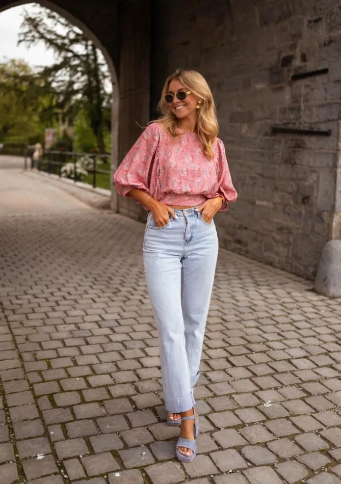 Easy Clothes Pink Patterned Karlou Blouse Women039s Clothing Blouses