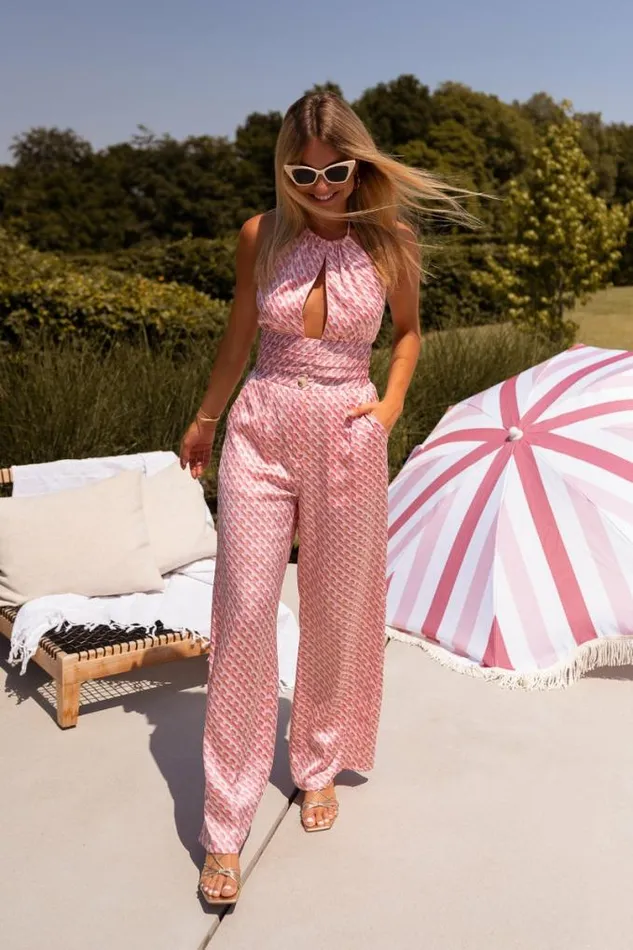 Easy Clothes Pink Patterned Meria Pants Women039s Clothing Pants and Jeans