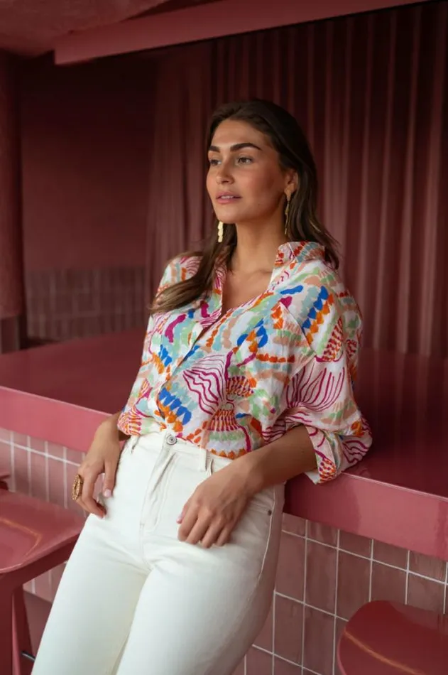 Easy Clothes Pink Patterned Violette Shirt Women039s Clothing Shirts