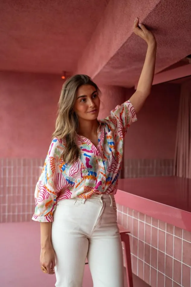 Easy Clothes Pink Patterned Violette Shirt Women039s Clothing Shirts
