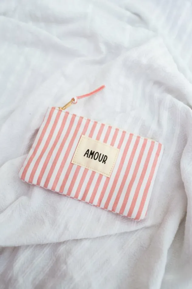 Easy Clothes Pink Striped Malou Pouch Pink Jewelry and Accessories Handbags